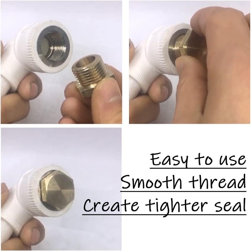 Uenede 6PCS Brass 1/8 Inch NPT Plug Outer Hex 1/8" NPT Male Thread Socket Pipe End Plugs Fitting for Water/Oil/Gas - Image 3